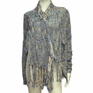 Flying Tomato Marled Knit Fringe Cardigan Medium